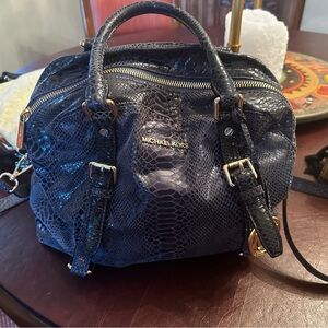 Michael Kors Navy Snakeskin Satchel